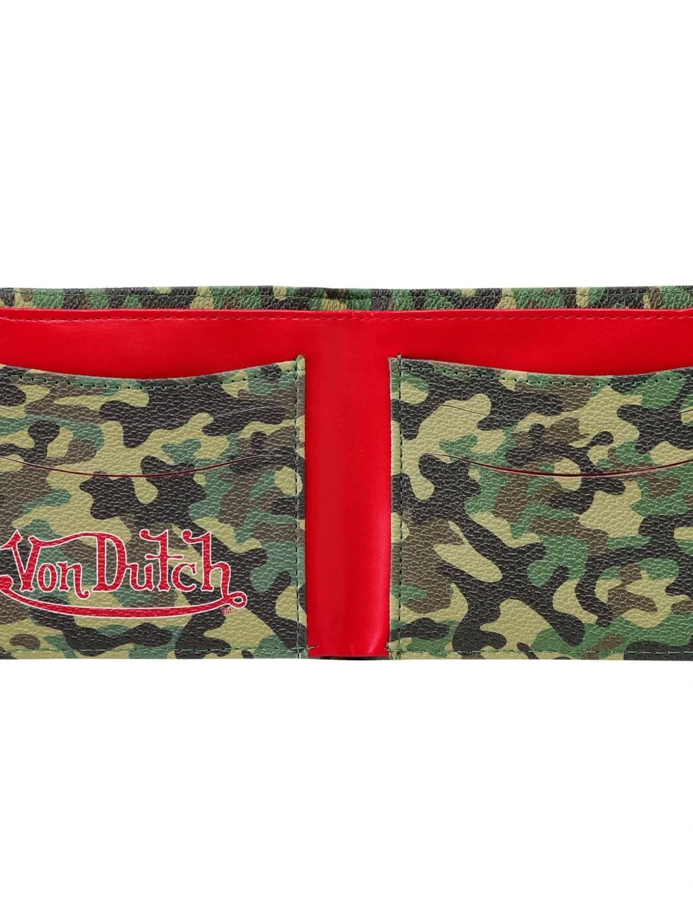 Von Dutch Camo Overprint Vegan Leather Bi Fold Wallet
